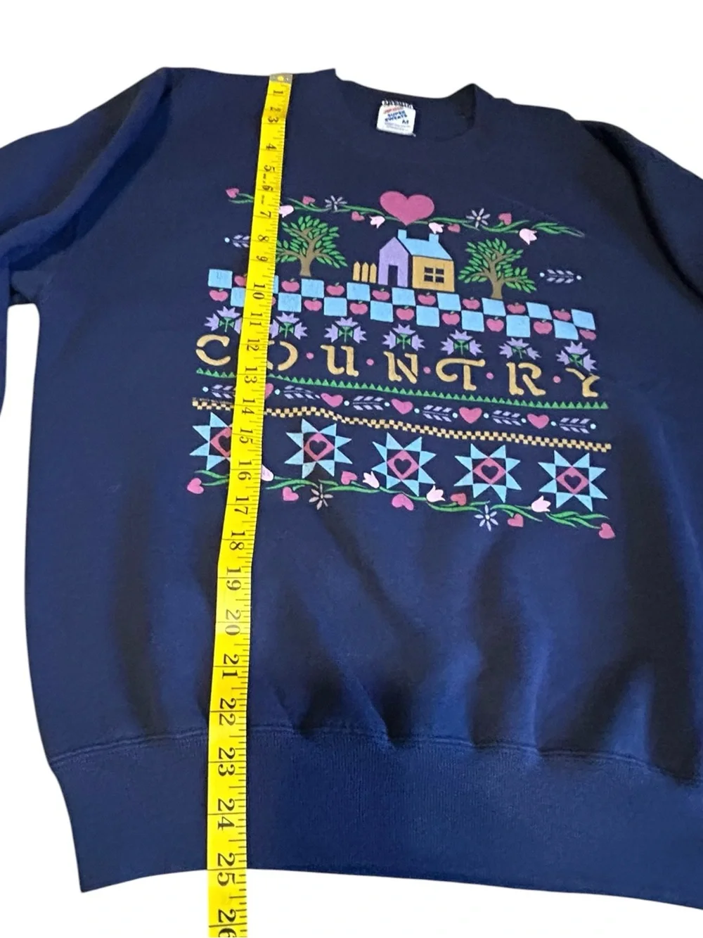 Vintage Jerzees Super Sweats USA Made Country Folk Art Graphic Sweatshirt M - Picture 9 of 11